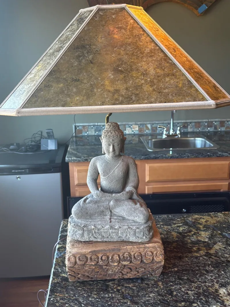 Stone Buddha Table Lamp with Decorative Shade - Anacortes Estate Auction – Sterling Silver, Jewelry & Incredible Finds | Ocean Bid Auction