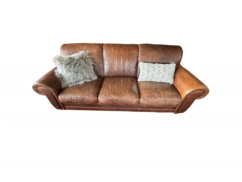 Leather Sofa with Included Accent Pillows - Anacortes Estate Auction – Sterling Silver, Jewelry & Incredible Finds | Ocean Bid Auction