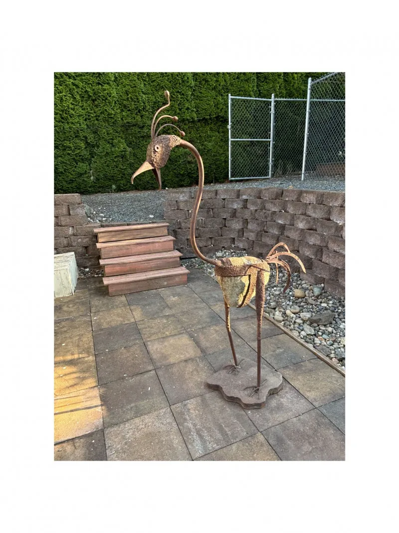 Whimsical Handcrafted Metal Heron Garden Sculpture 62" Tall - Anacortes Estate Auction – Sterling Silver, Jewelry & Incredible Finds | Ocean Bid Auction