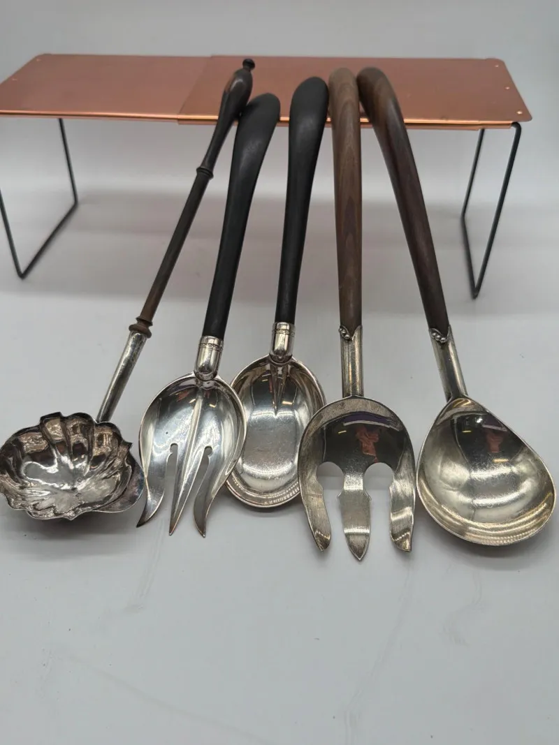 Vintage Sterling Silver & Wood Serving Utensil Collection 5 Pc - Anacortes Estate Auction – Sterling Silver, Jewelry & Incredible Finds | Ocean Bid Auction