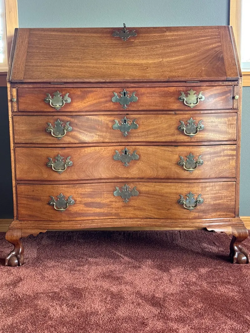 Mahogany Slant Front Secretary Desk with Ball & Claw Feet - Anacortes Estate Auction – Sterling Silver, Jewelry & Incredible Finds | Ocean Bid Auction
