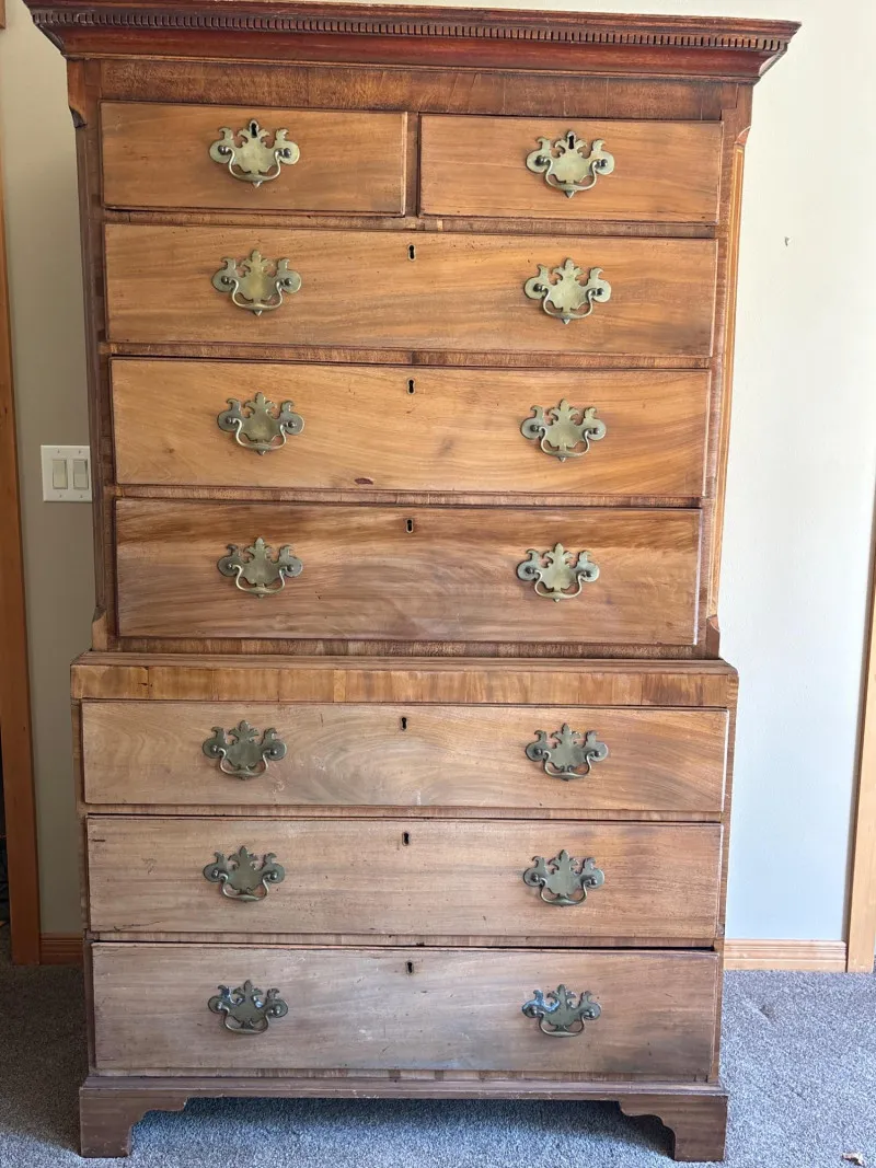 Antique Cherry Chippendale Chest-on-Chest Highboy Dresser - Anacortes Estate Auction – Sterling Silver, Jewelry & Incredible Finds | Ocean Bid Auction