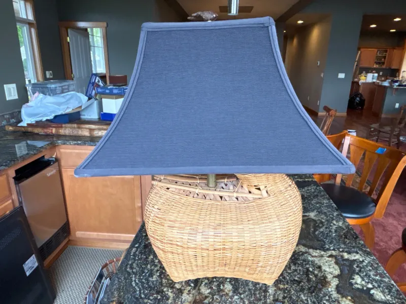 Woven Basket Table Lamp with Hand-Carved Fish Finial - Anacortes Estate Auction – Sterling Silver, Jewelry & Incredible Finds | Ocean Bid Auction