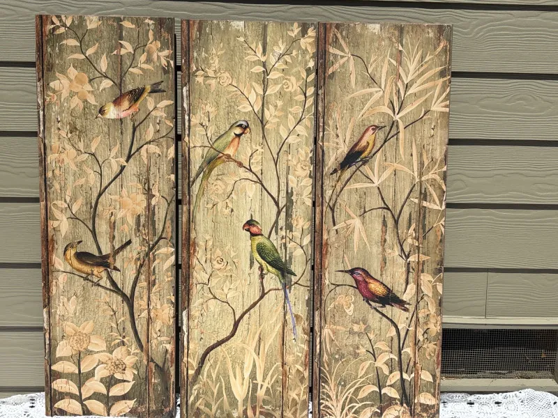 Vintage Wooden Bird Wall Art Panels – Rustic Botanical Décor - Anacortes Estate Auction – Sterling Silver, Jewelry & Incredible Finds | Ocean Bid Auction