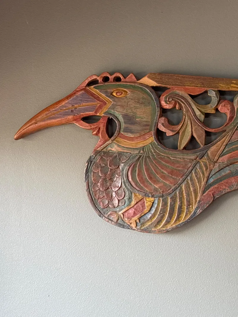 Large Hand-Carved Wooden Bird Wall Sculpture – 70" Wide - Anacortes Estate Auction – Sterling Silver, Jewelry & Incredible Finds | Ocean Bid Auction