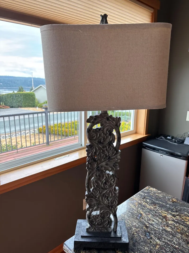 Cottagecore Cast Metal Table Lamp with Linen Shade - Anacortes Estate Auction – Sterling Silver, Jewelry & Incredible Finds | Ocean Bid Auction