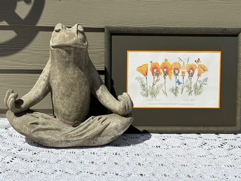 Zen Frog Sculpture & Framed Frog Botanical Print Wall Art Set - Anacortes Estate Auction – Sterling Silver, Jewelry & Incredible Finds | Ocean Bid Auction