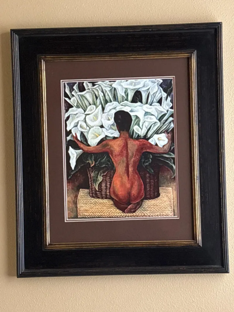 Framed Calla Lily Art Print with Nude Figure Contemporary Decor - Anacortes Estate Auction – Sterling Silver, Jewelry & Incredible Finds | Ocean Bid Auction
