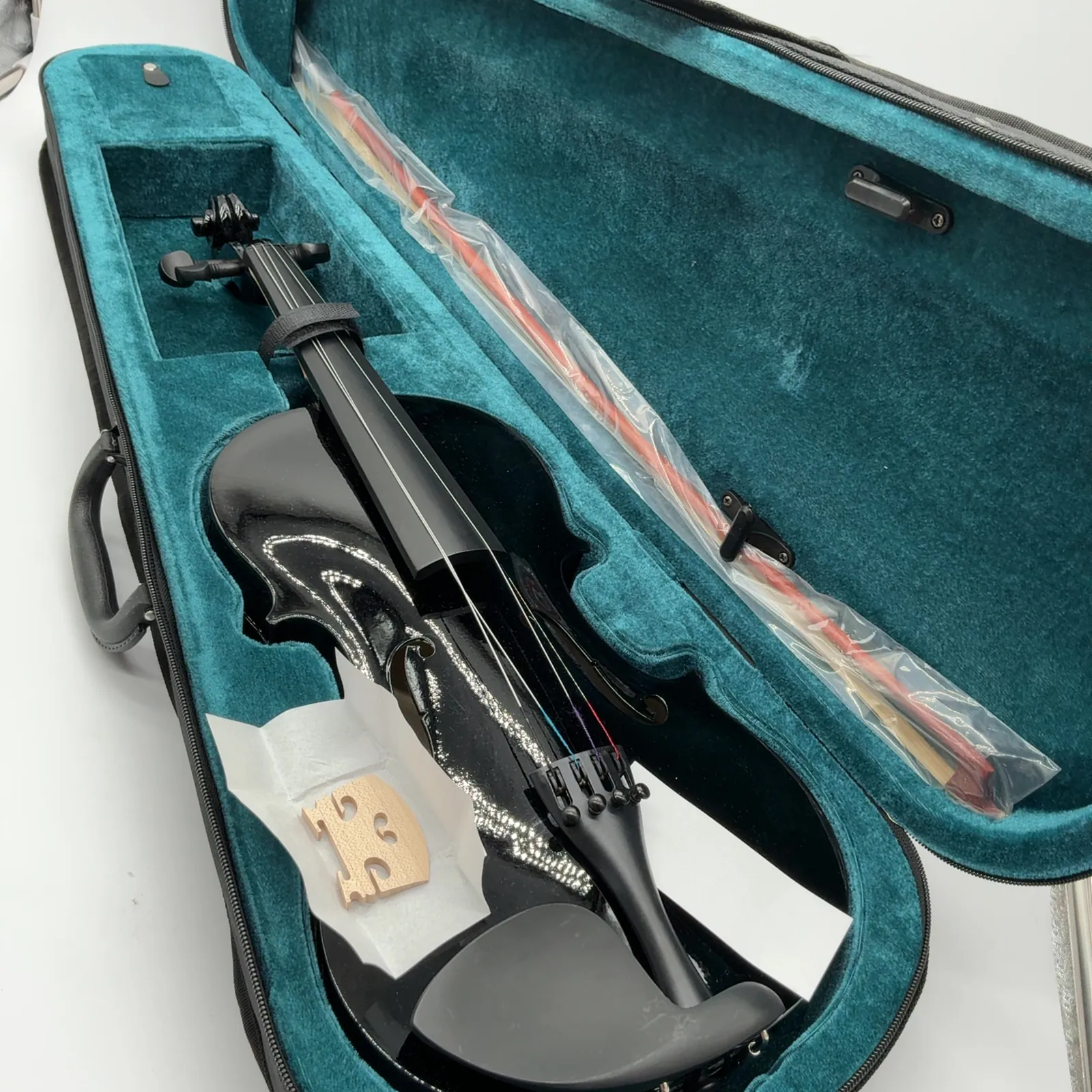 4/4 Full-Size Black Violin with Bow and Case
