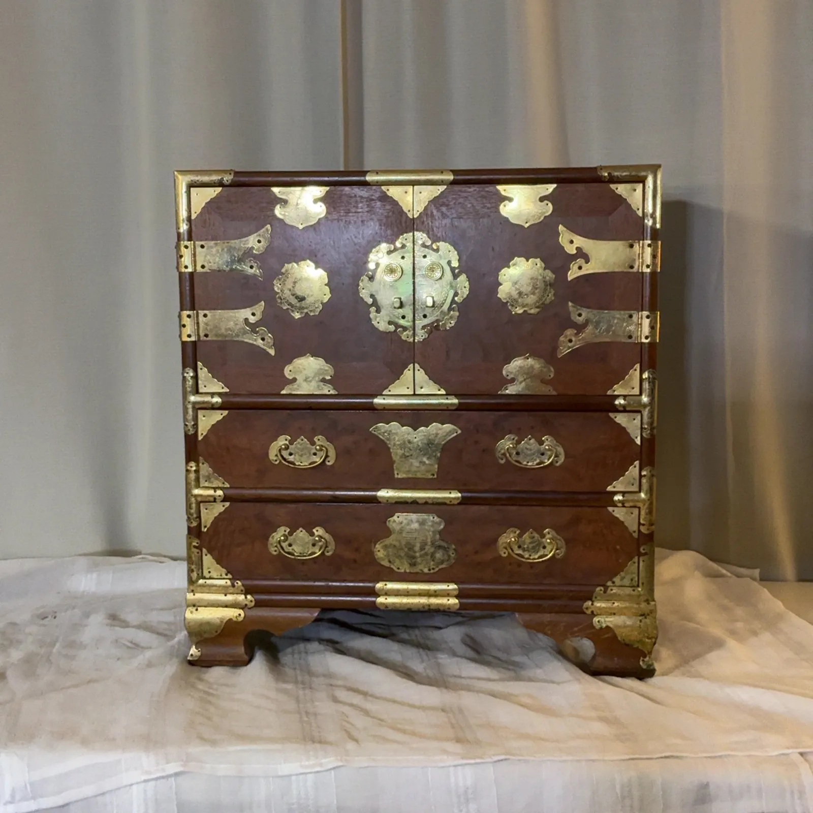 Asian Style Wood Cabinet Brass Hardware