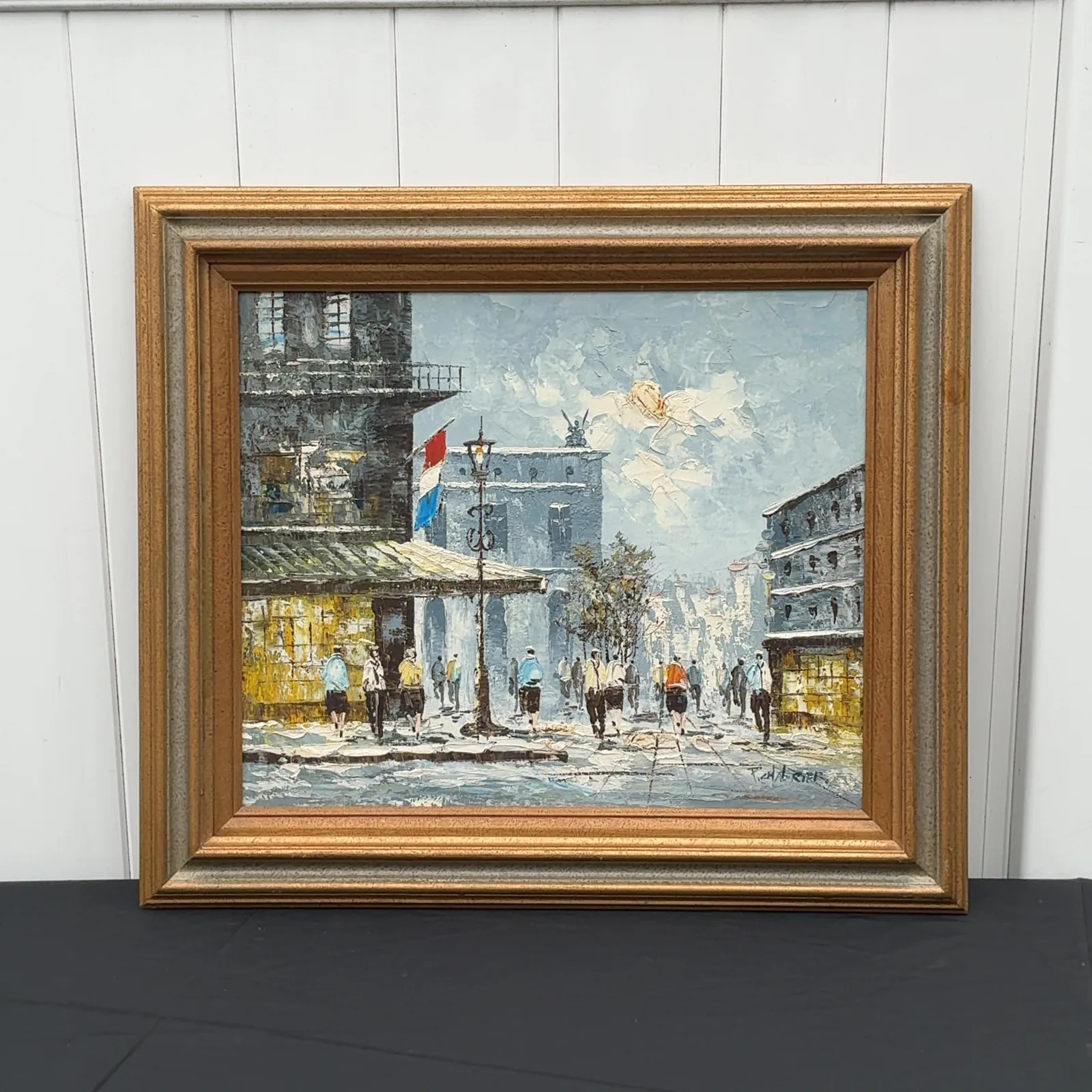 Signed P. Chabrier Impasto European Street Painting