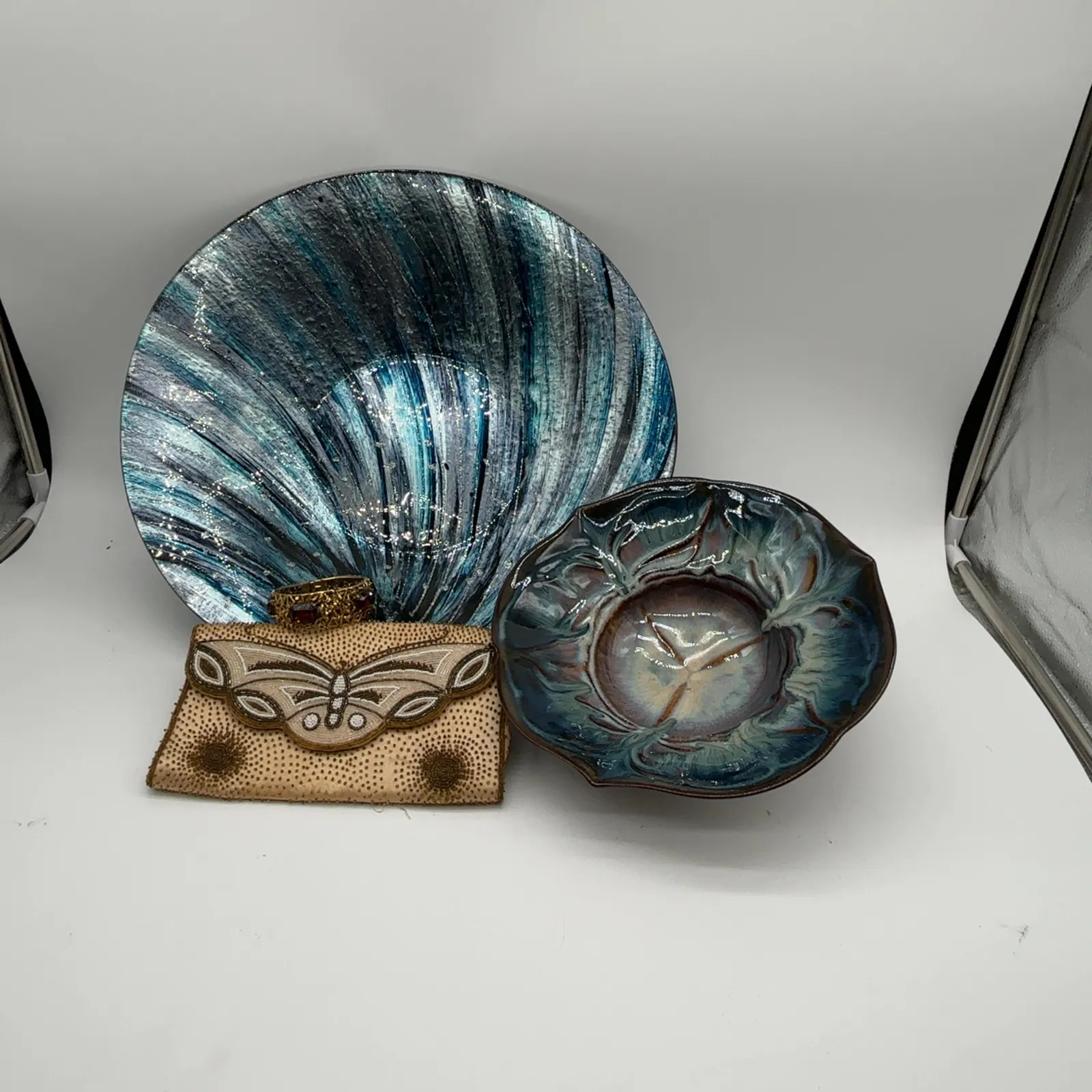 Decorative Bowls, Beaded Clutch & Lucien Piccard Watch