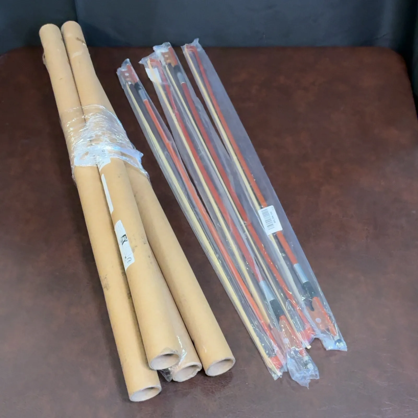 5 Packaged 29-Inch Violin Bows with Storage Tubes