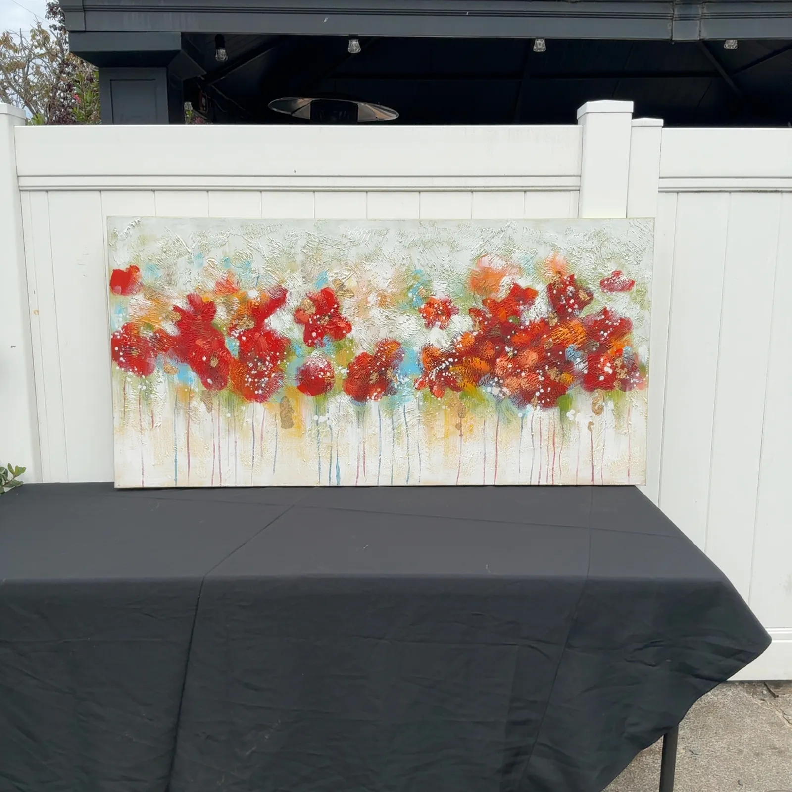 Large 60 x 30 Textured Abstract Floral Wall Art