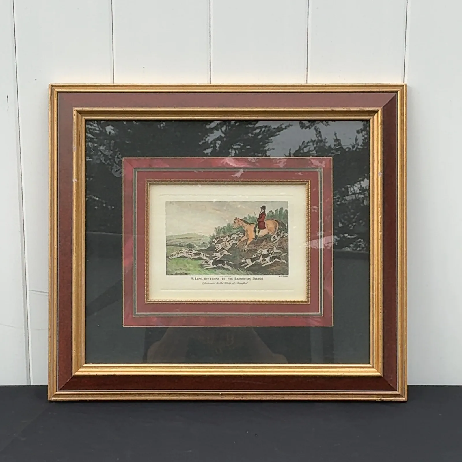 Framed English Fox Hunt Equestrian Print 22 x 19.5