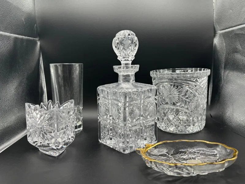 Crystal Decanter Barware Lot w/ Votive & Gold Dish - Spring Treasure Auction – Vintage Finds & New-In-Box Surprises. | Ocean Bid Auction