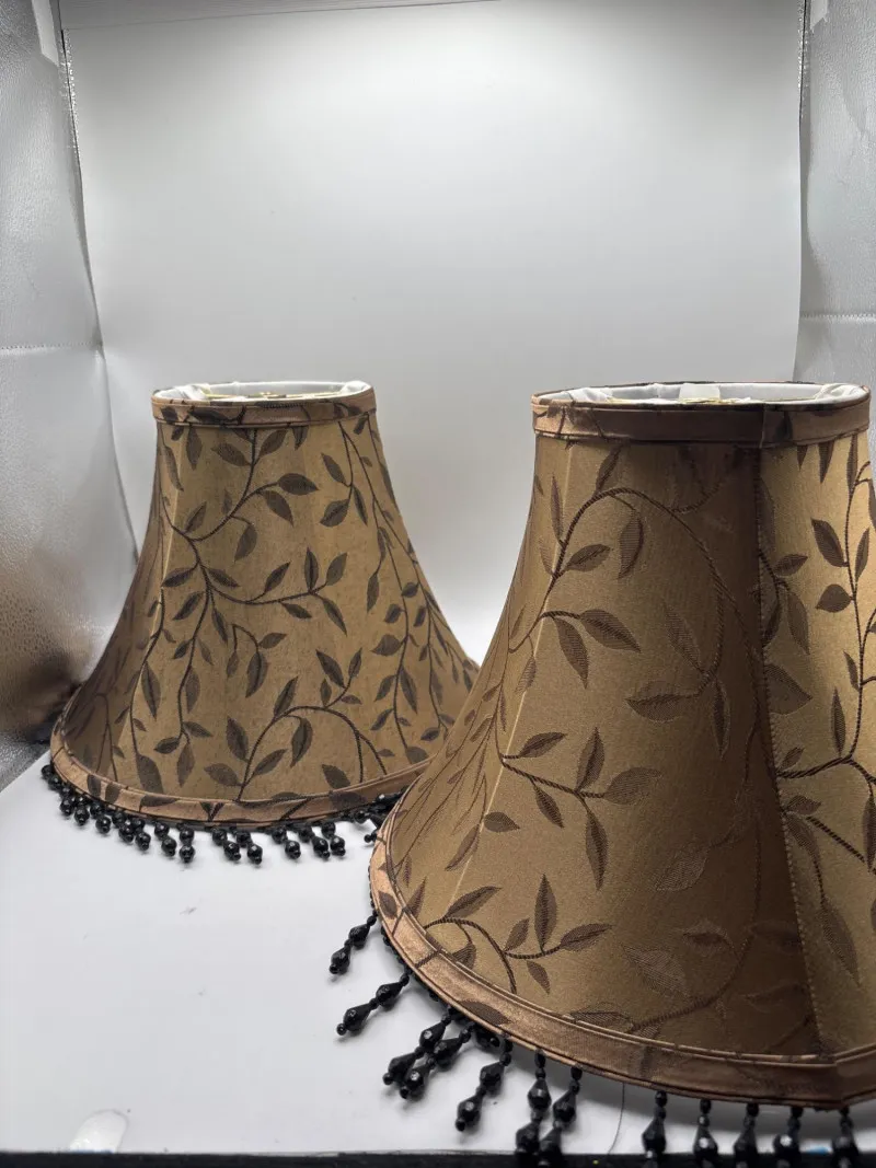 Pair Decorative Lamp Shades Leaf Pattern Beaded Fringe 11" Wide - Spring Treasure Auction – Vintage Finds & New-In-Box Surprises. | Ocean Bid Auction