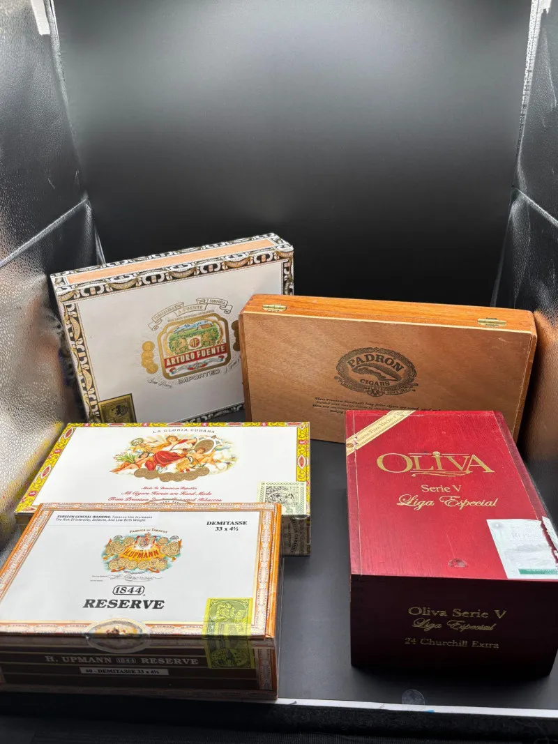 Lot 2: 5 Premium Wooden Cigar Boxes – Fuente, Oliva 📦 - Spring Treasure Auction – Vintage Finds & New-In-Box Surprises. | Ocean Bid Auction