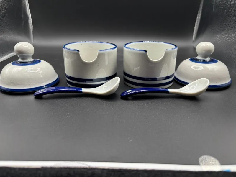 Dansk Blue Mesa Stoneware Condiment Set – 3 Pc Lot 📦 - Spring Treasure Auction – Vintage Finds & New-In-Box Surprises. | Ocean Bid Auction