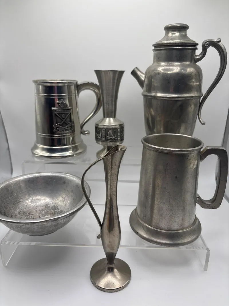 Vintage Pewter Lot 2 Tankards Pitcher Bowl & Vases Barware - Spring Treasure Auction – Vintage Finds & New-In-Box Surprises. | Ocean Bid Auction