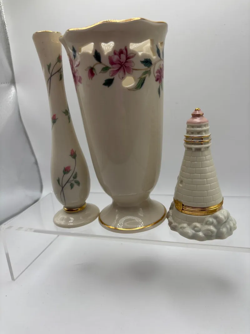 Lenox Lighthouse Trinket Box & Vases Ivory Porcelain Lot - Spring Treasure Auction – Vintage Finds & New-In-Box Surprises. | Ocean Bid Auction