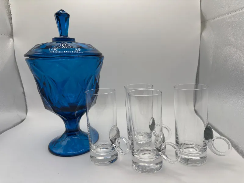 Lenox USA Cordial Glasses & Cobalt Blue Covered Dish Lot - Spring Treasure Auction – Vintage Finds & New-In-Box Surprises. | Ocean Bid Auction