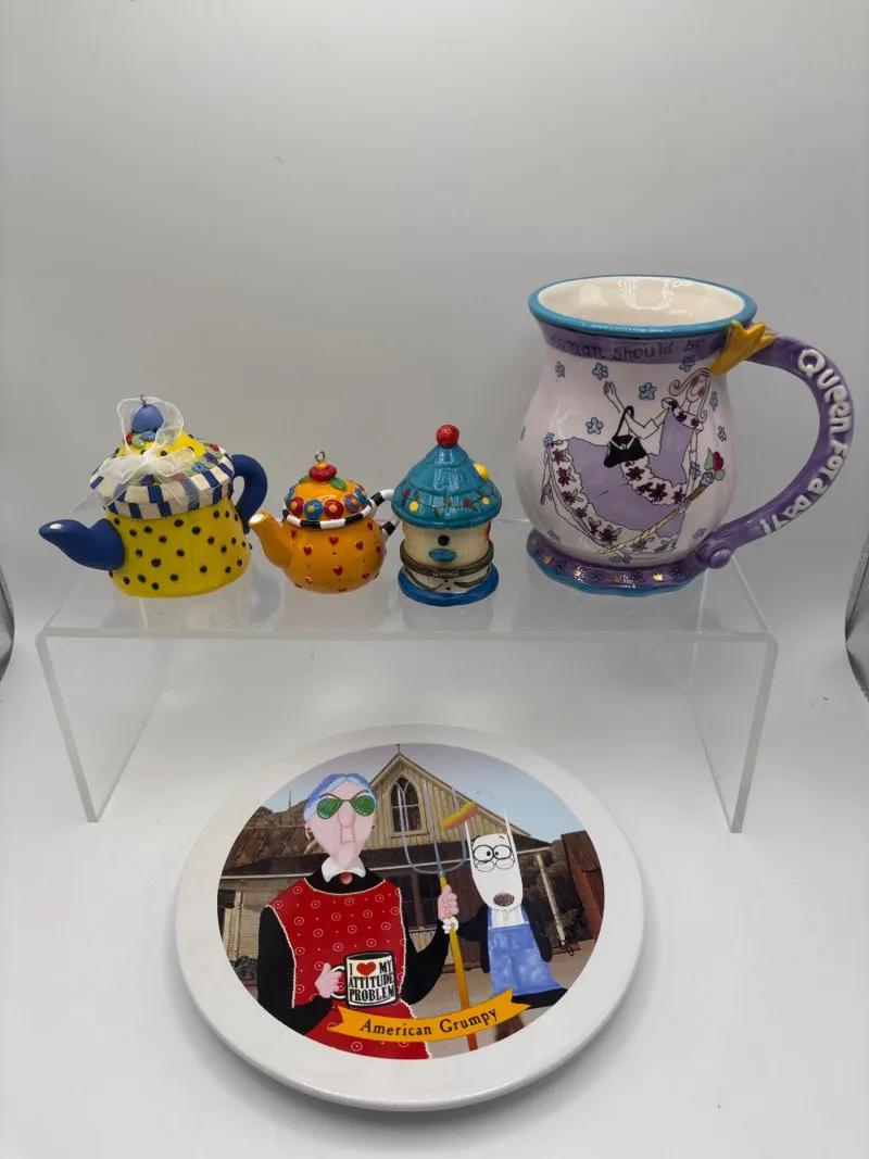 Mary Engelbreit Mini Teapots Trinket Box Mug & American Grunge Plate - Spring Treasure Auction – Vintage Finds & New-In-Box Surprises. | Ocean Bid Auction