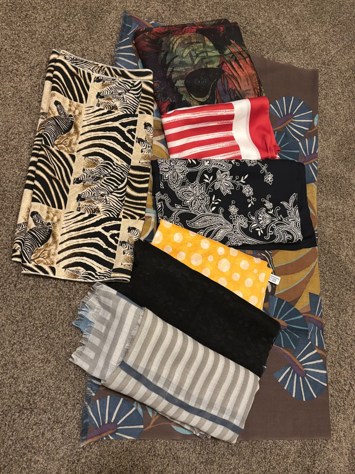 Large Assorted Patterned Shoulder Wraps Textile Lot