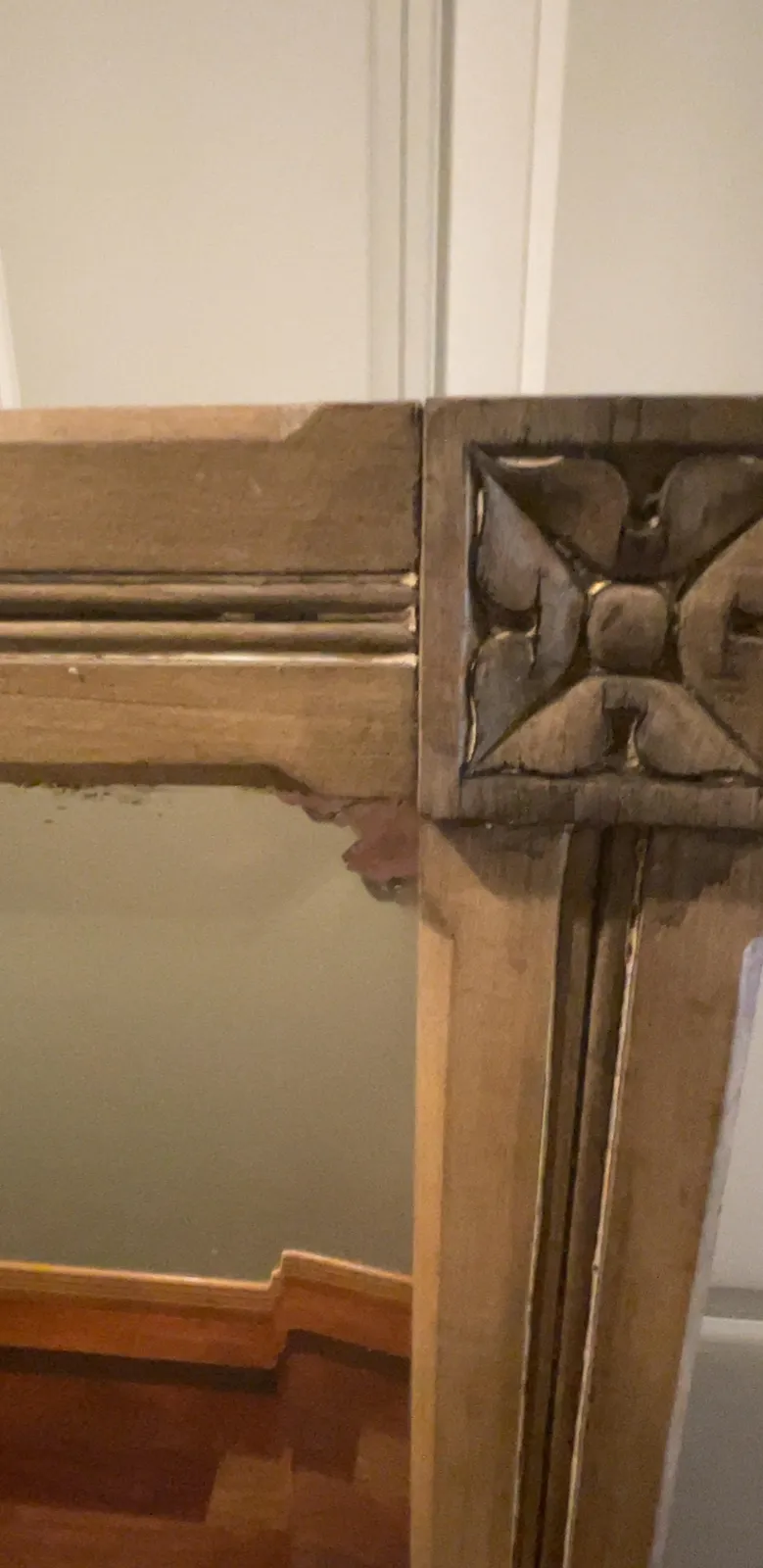 54 Inch Wood Framed Floral Corner Mirror