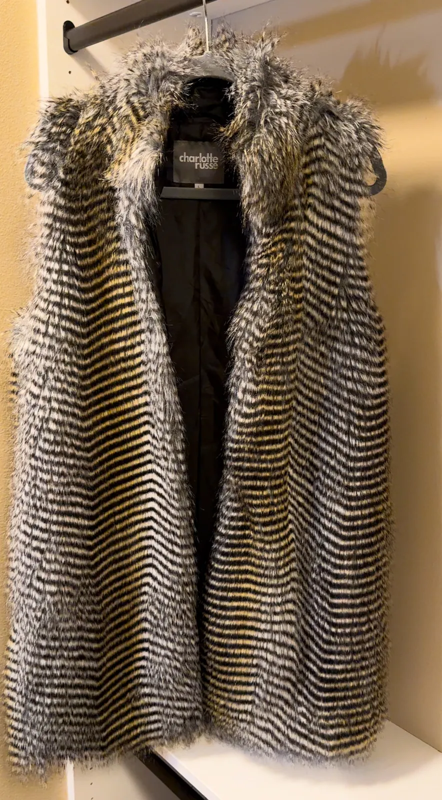 Charlotte Russe Striped Faux Fur Vest