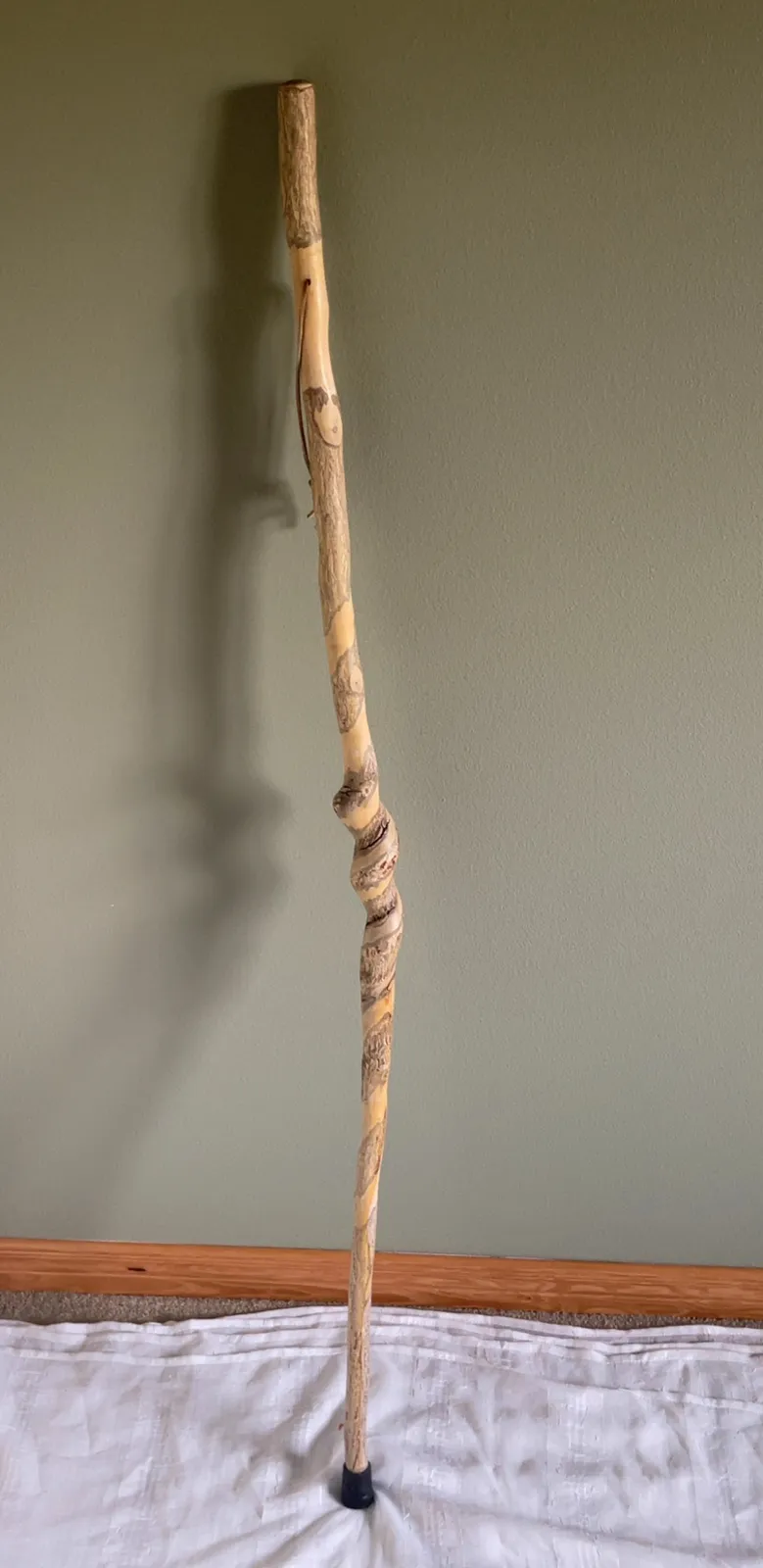 handcrafted wooden walking stick 55 inches