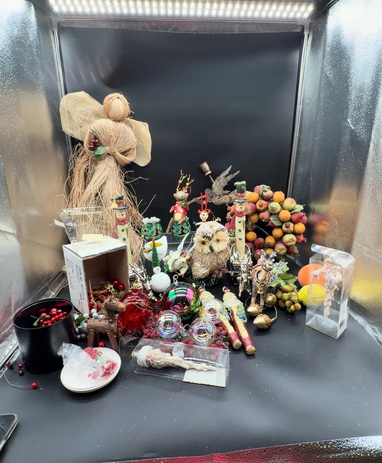 Christmas Decor Lot with Ornaments and Figurines