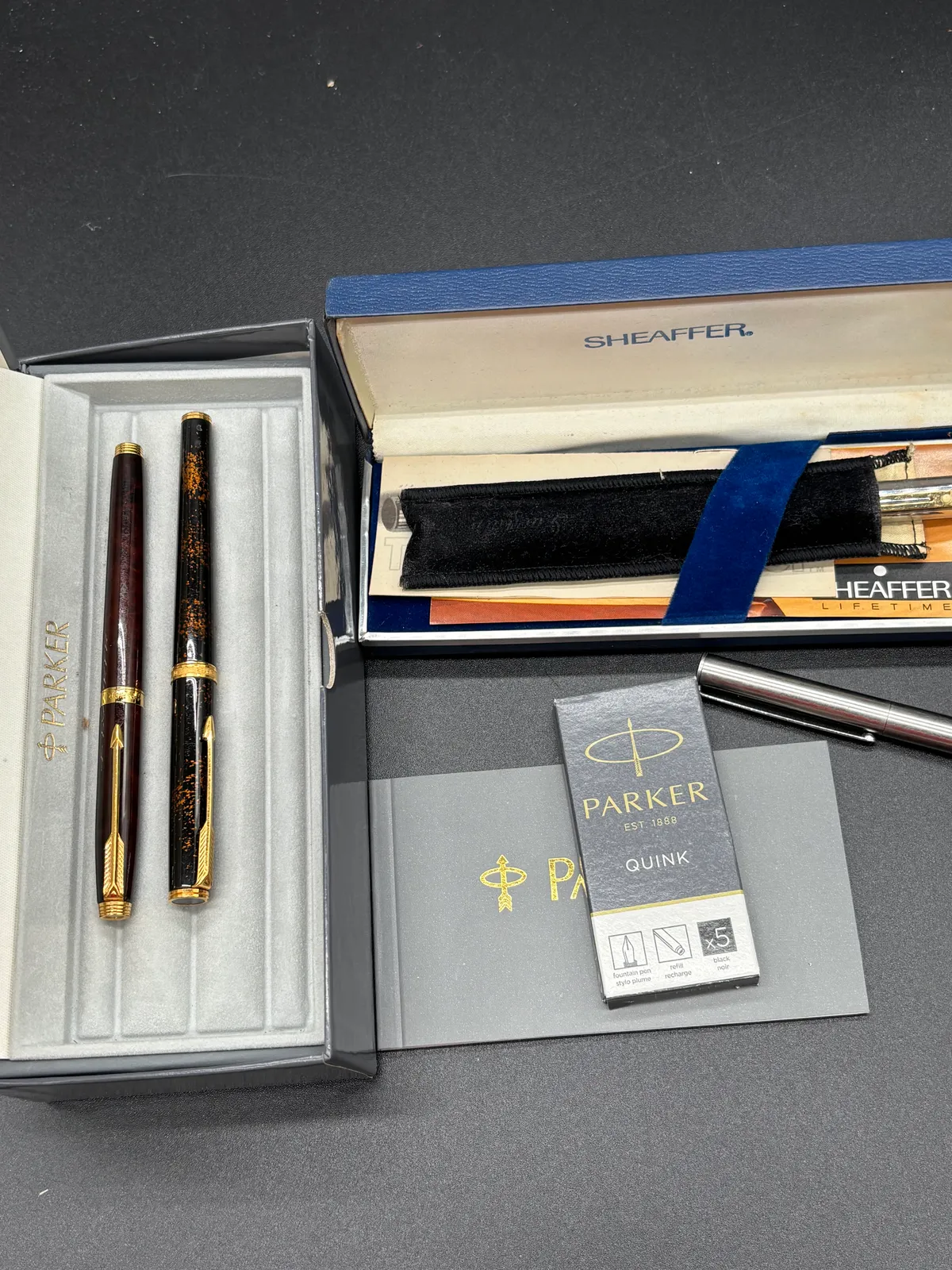 Vintage Parker & Sheaffer Fountain Pen Collection with Boxes - STERLING SILVER & JEWELRY! Anacortes Estate Auction – Part 2 | Ocean Bid Auction